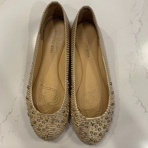 Gianni Bini Gold Striped Jeweled Flats